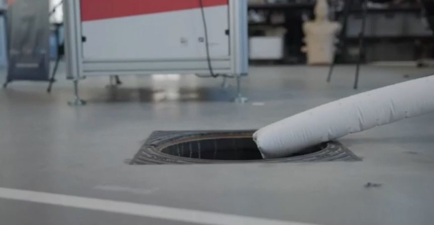 Sprout robot entering confined industrial space for inspection